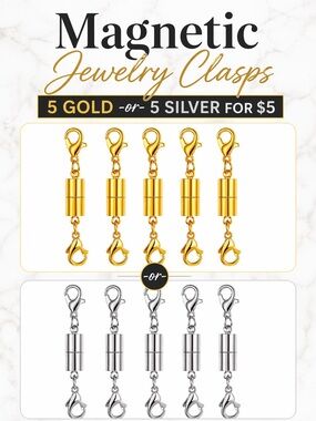 ADD-ON ONLY (bundle) Magnetic Jewelry Clasps, Choose: 5 Gold OR 5 Silver